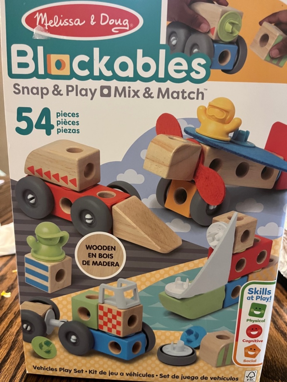 Melissa & Doug Blockables Snap & Play Vehicles - Multicolor Wooden Toy Set